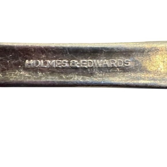 Vintage Holmes & Edwards Silver Plated Pierced Serving Spoon Ladle Fleur-De-Lis - Picture 5 of 8